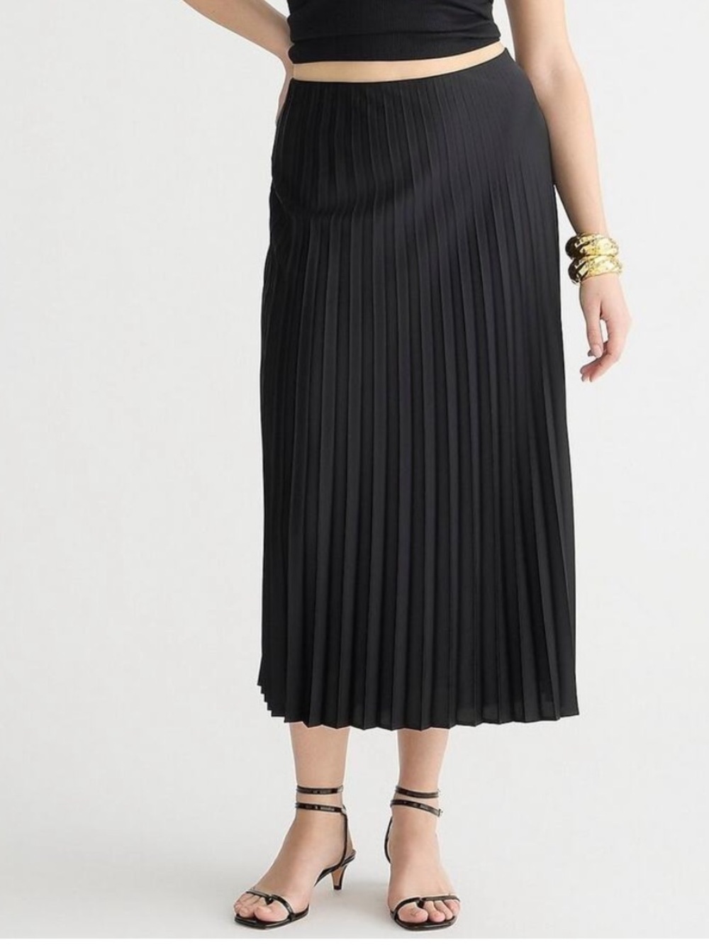 J. Crew Black Pleated Midi Skirt Meduim